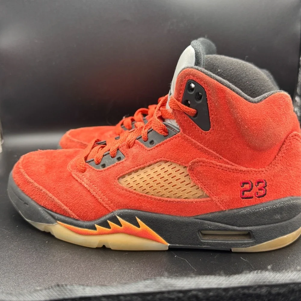 Air Jordan 5 Retro Dunk On Mars Womens 7W Red Suede Hi Top Sneaker Fits 6 Youth - Picture 5 of 8